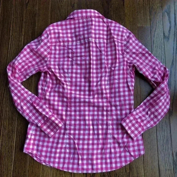 vineyard vines Women’s 4 Pink/White Gingham Signature Cotton Button-Down Shirt - Picture 8 of 10